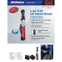 GM19375418-ACDelco 10 8V Brushless 3/8in. Ratchet Wrench Kit Inc 2x2Ah Batt & Charg 19375418-1