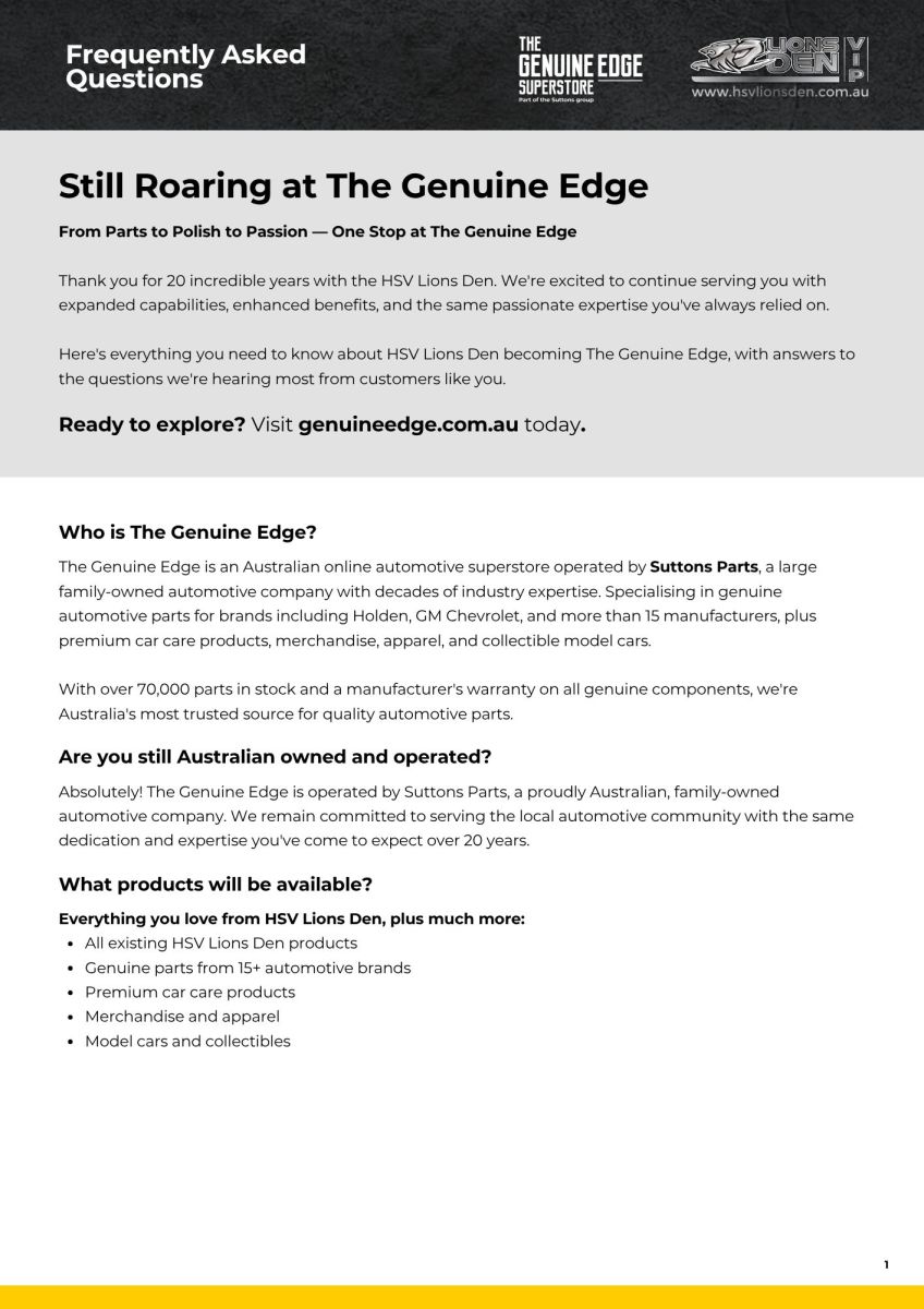 HSV Lions Den is Becoming The Genuine Edge FAQ's