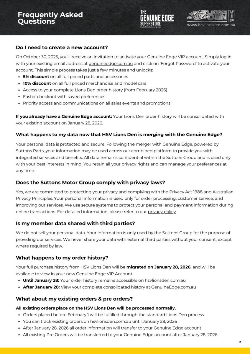 HSV Lions Den is Becoming The Genuine Edge FAQ's