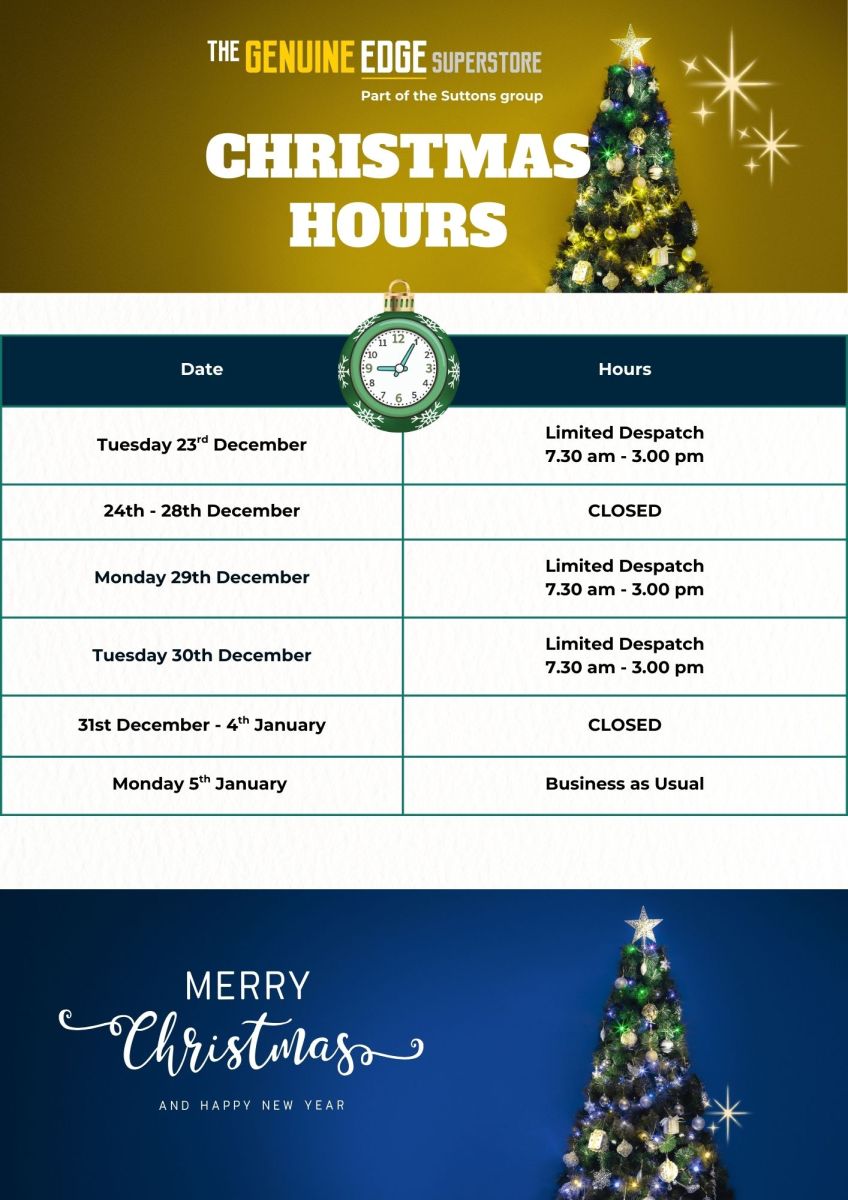 Genuine Edge Christmas - New Year Trading Hours