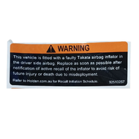 Genuine Holden Label Consumer Information 92510257