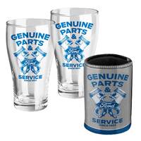 FORD SET OF 2 SCHOONER GLASS AND CAN COOLER