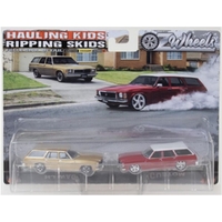 1:64 Oz Wheels FSD Holden HJ Station Wagon Hauling Kids & Ripping Skids Twin Set