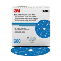 3M 36183 Hookit Blue Abrasive Multi Hole Disc 321U P600 150mm/6in. 50 Pack