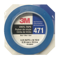 3M 471 Vinyl Marking Tape 6.3mm x 32.9m Blue 