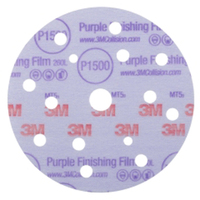 3M 51154 Hookit Purple Finishing Film Disc Dust Free 15H P1500 150mm/6in. 50 Pack