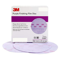 3M 51155 Hookit Purple Finishing Film Disc Dust Free 15H P800 150mm 6" 50 Pack
