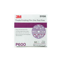 3M 51156 Hookit Purple Finishing Film Disc Dust Free 15H P600 150mm 6" 50 Pack